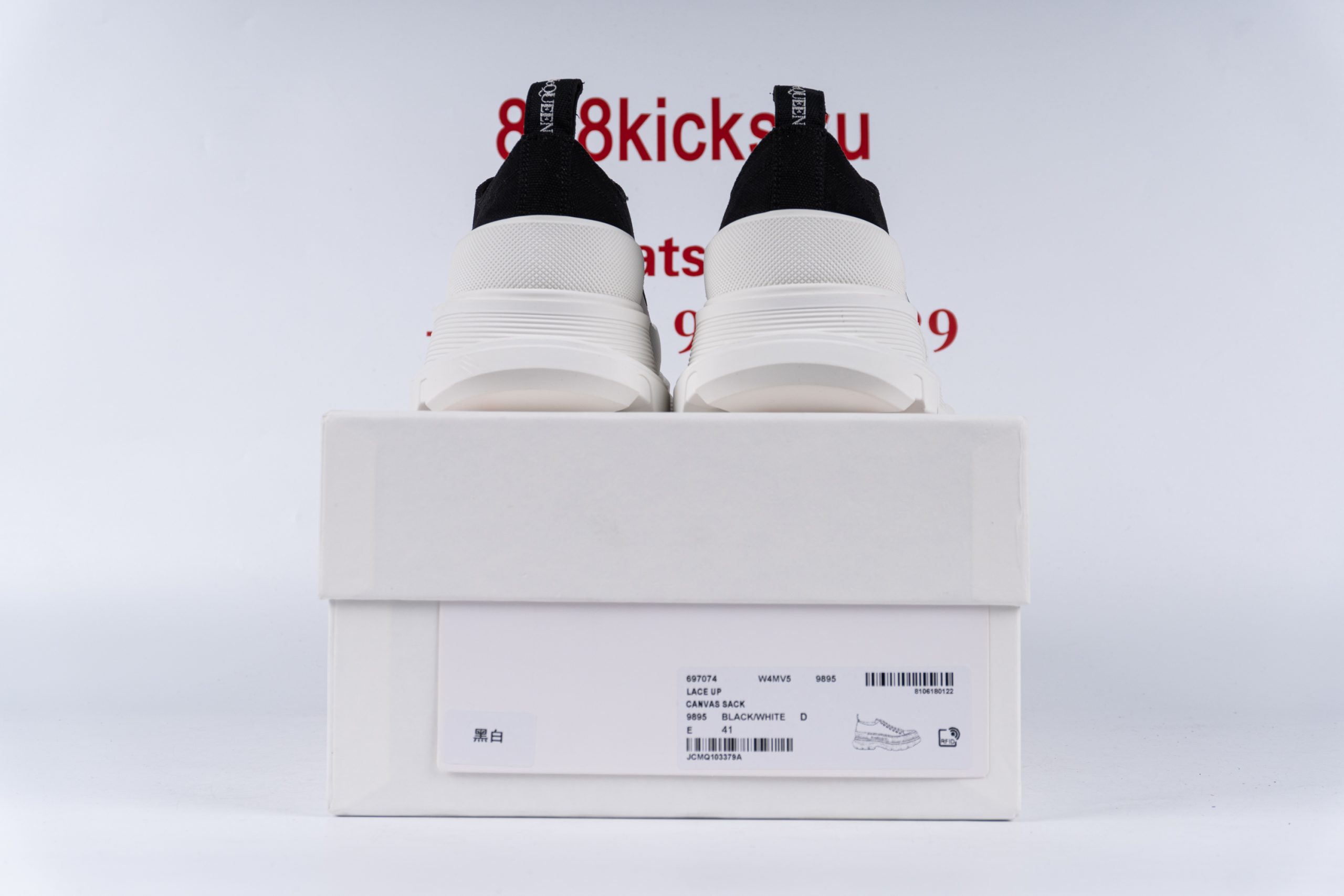 Alexander McQueen Tread Slick Low Lace Up Black White