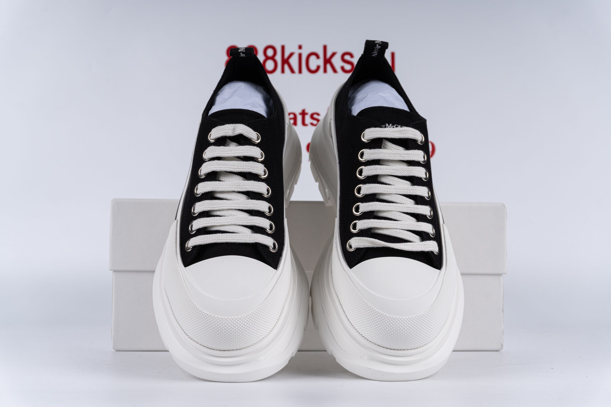 Alexander McQueen Tread Slick Low Lace Up Black White
