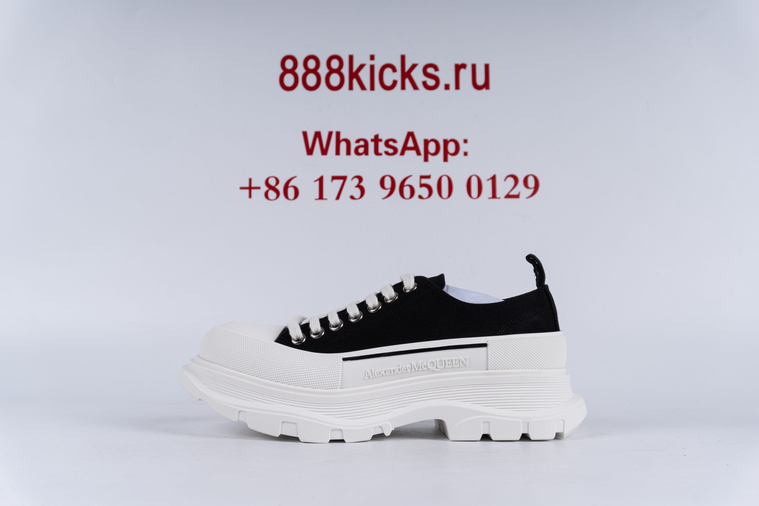 Alexander McQueen Tread Slick Low Lace Up Black White