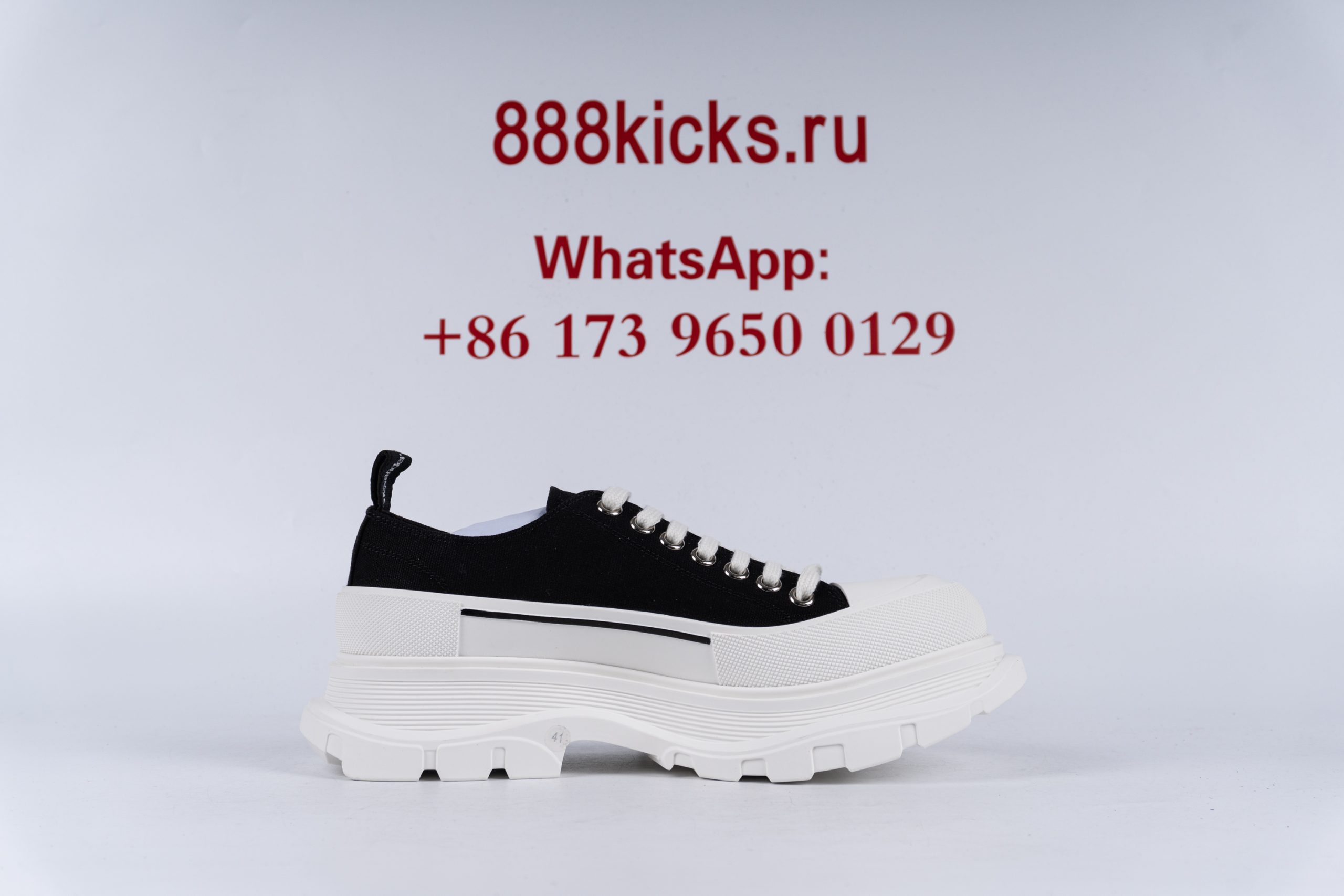 Alexander McQueen Tread Slick Low Lace Up Black White