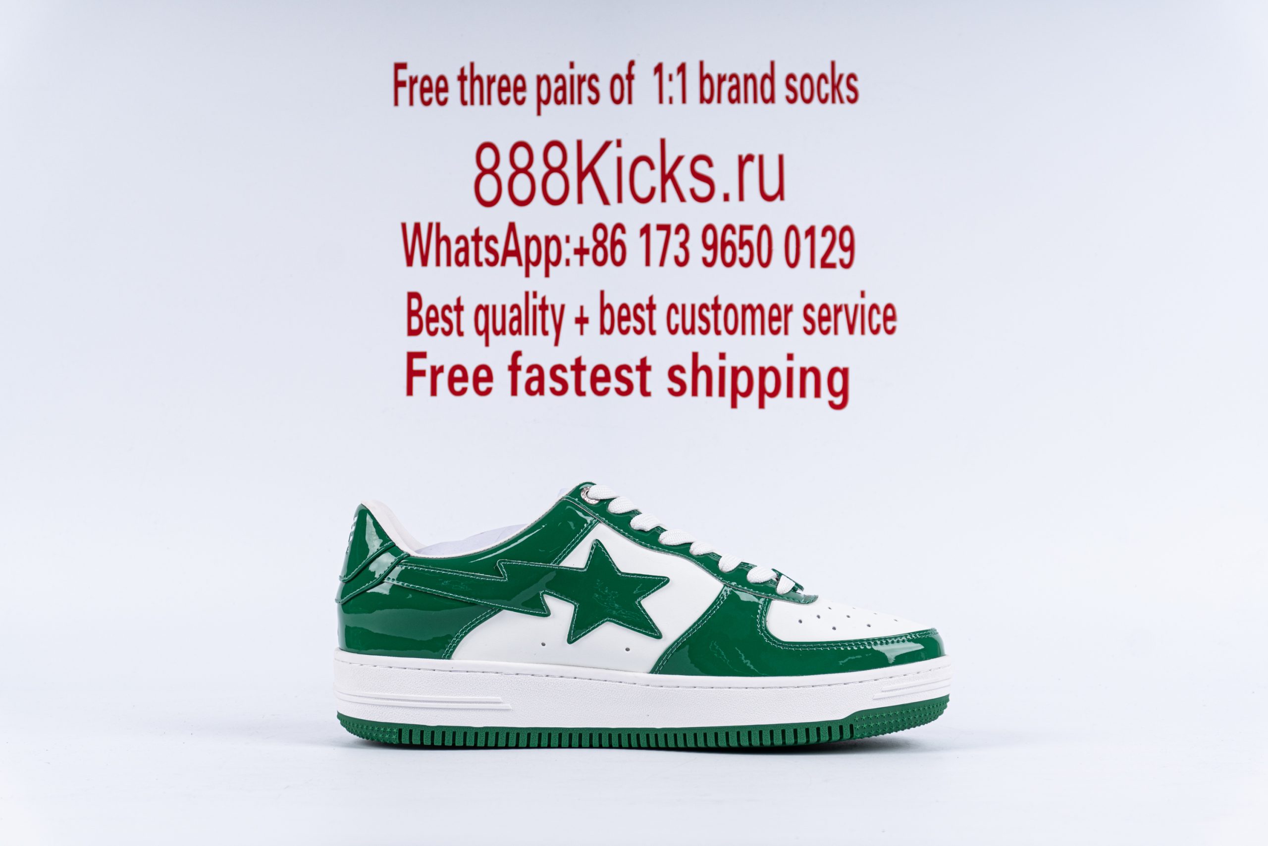 A Bathing Ape Bape Sta Patent Leather Green White