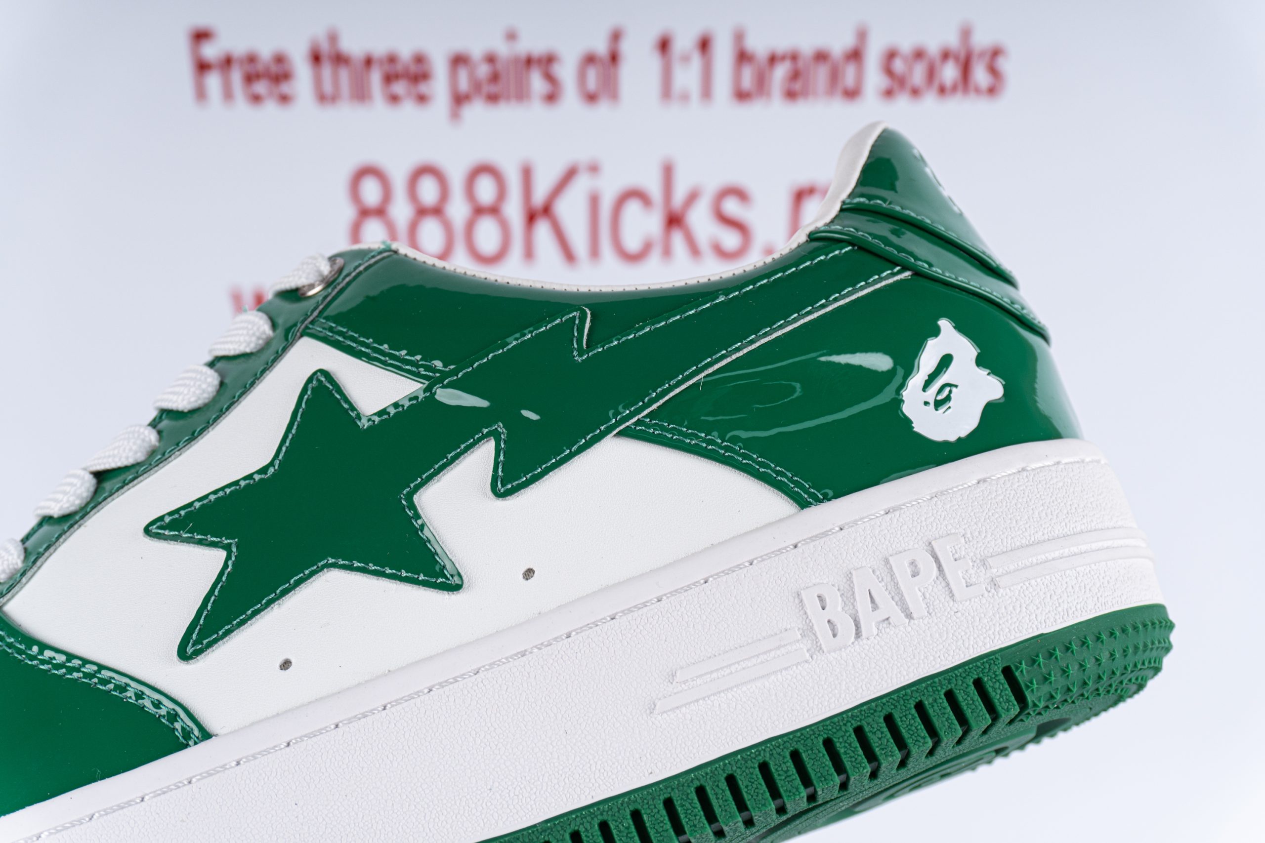 A Bathing Ape Bape Sta Patent Leather Green White