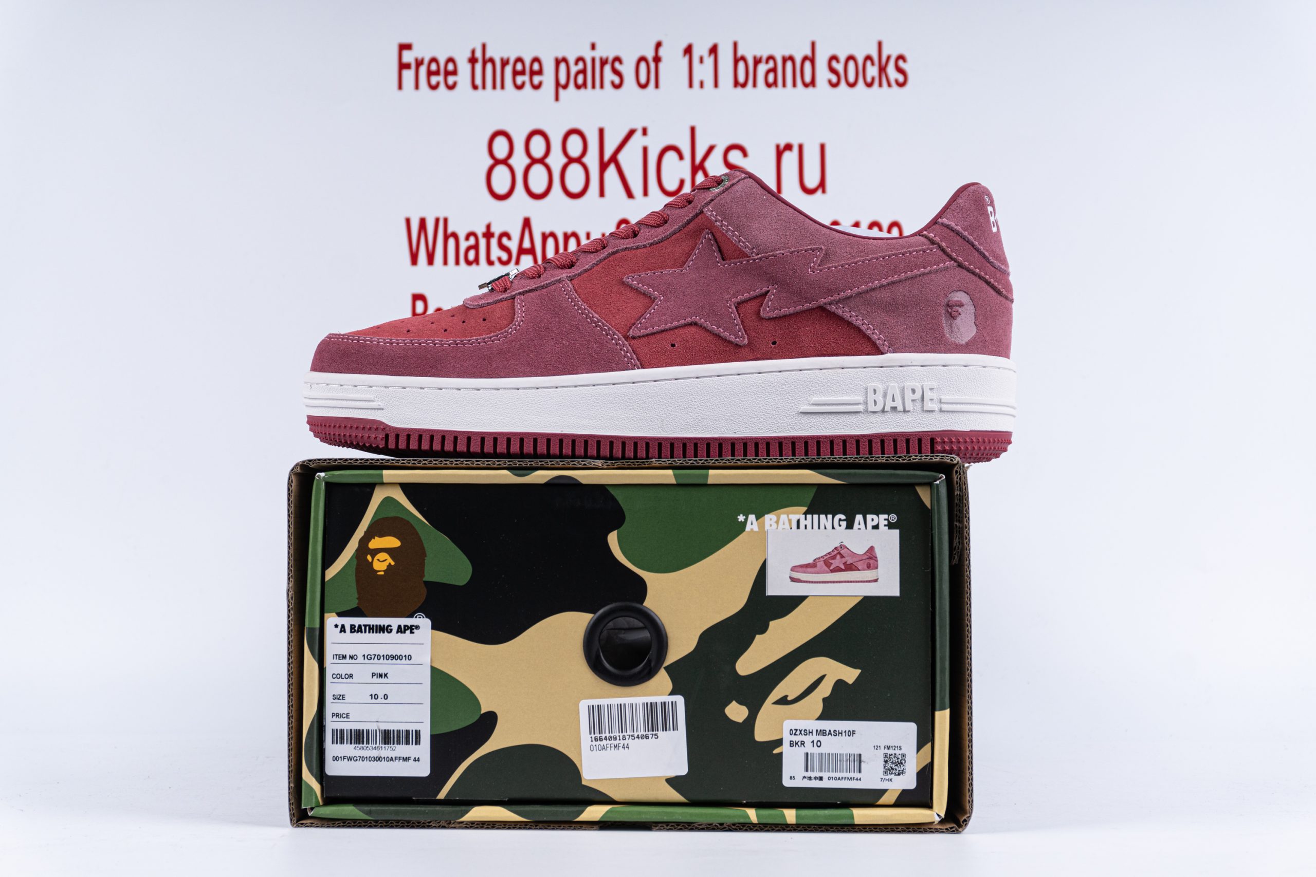 A Bathing Ape Bape Sta Pink Suede