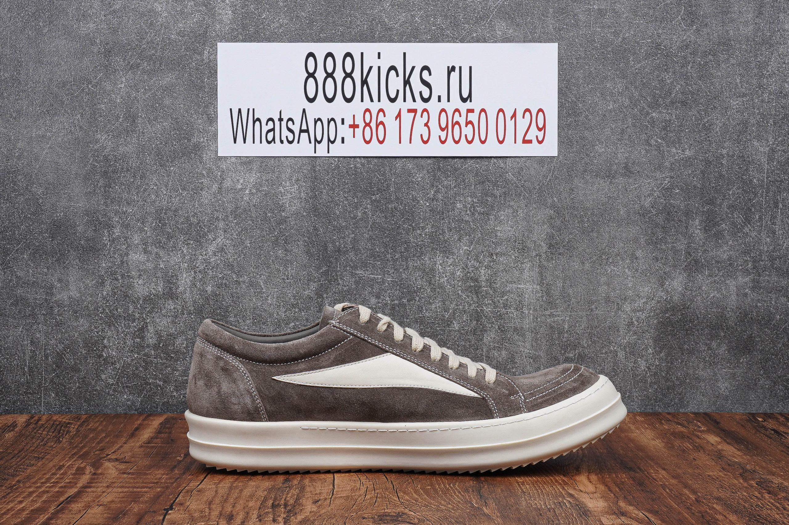 Rick Owens EDFU Vintage Sneaks Velour Suede Dust Grey Milk White