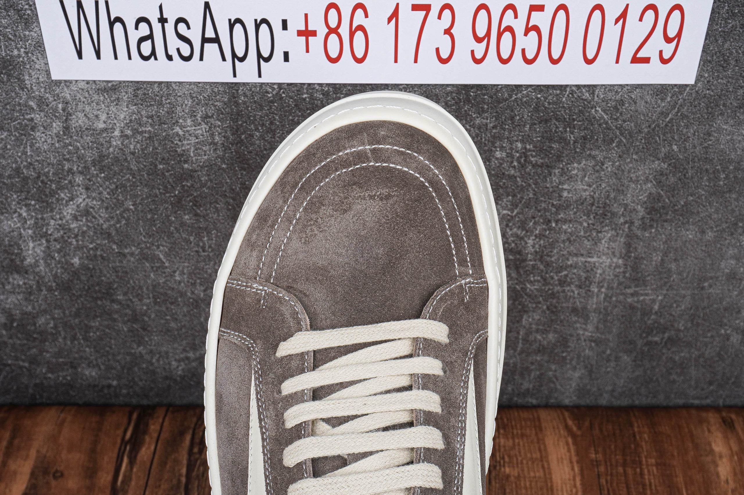 Rick Owens EDFU Vintage Sneaks Velour Suede Dust Grey Milk White