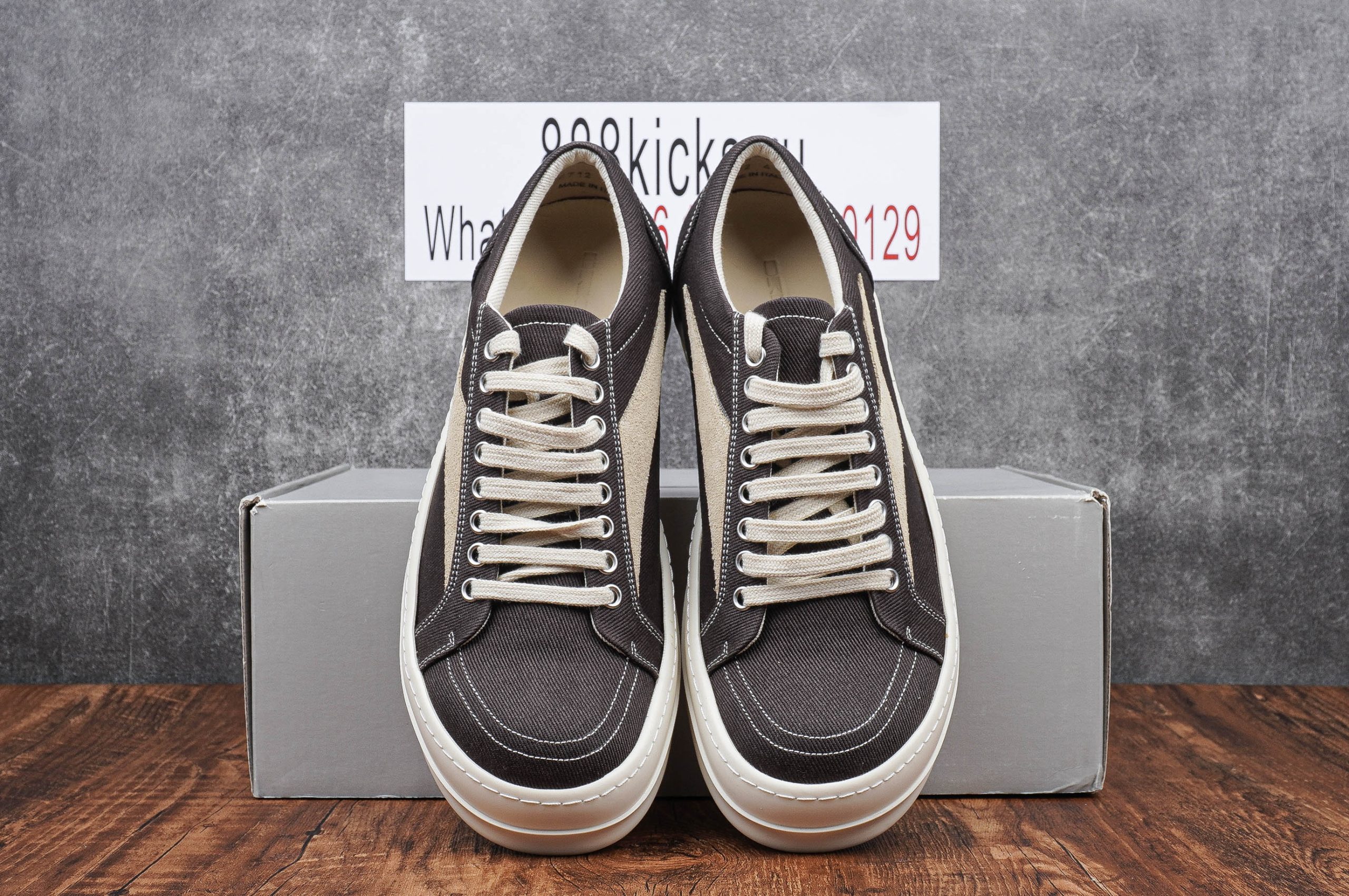 Rick Owens DRKSHDW EDFU Vintage Sneakers Taupe Grey