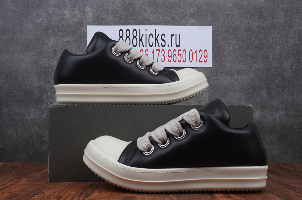 Rick Owens Jumbo Lace Padded Sneaks Low Black Milk
