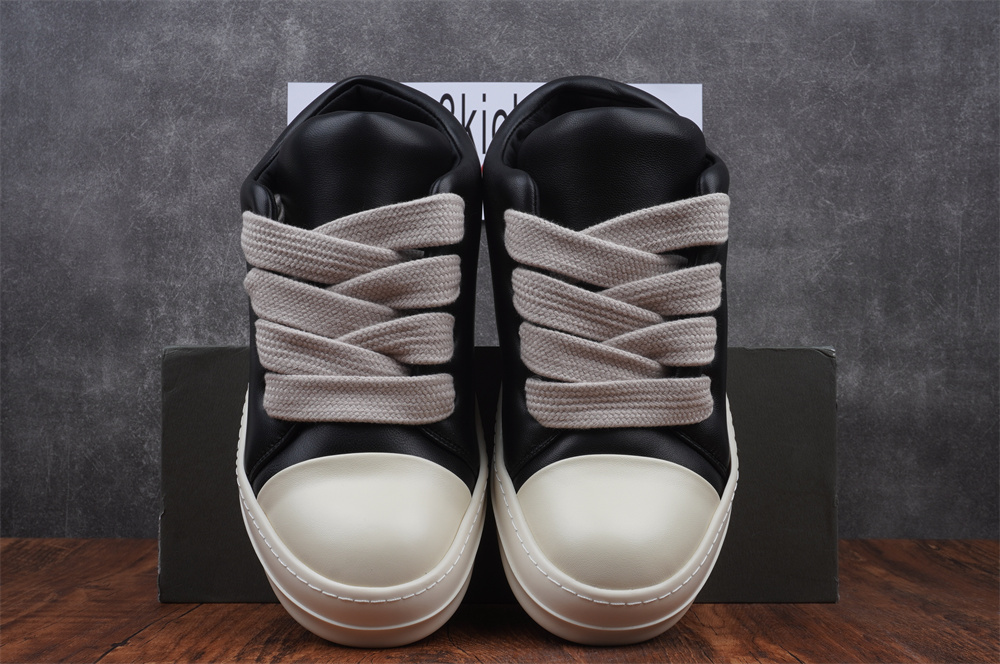 Rick Owens Jumbo Lace Padded Sneaks Low Black Milk