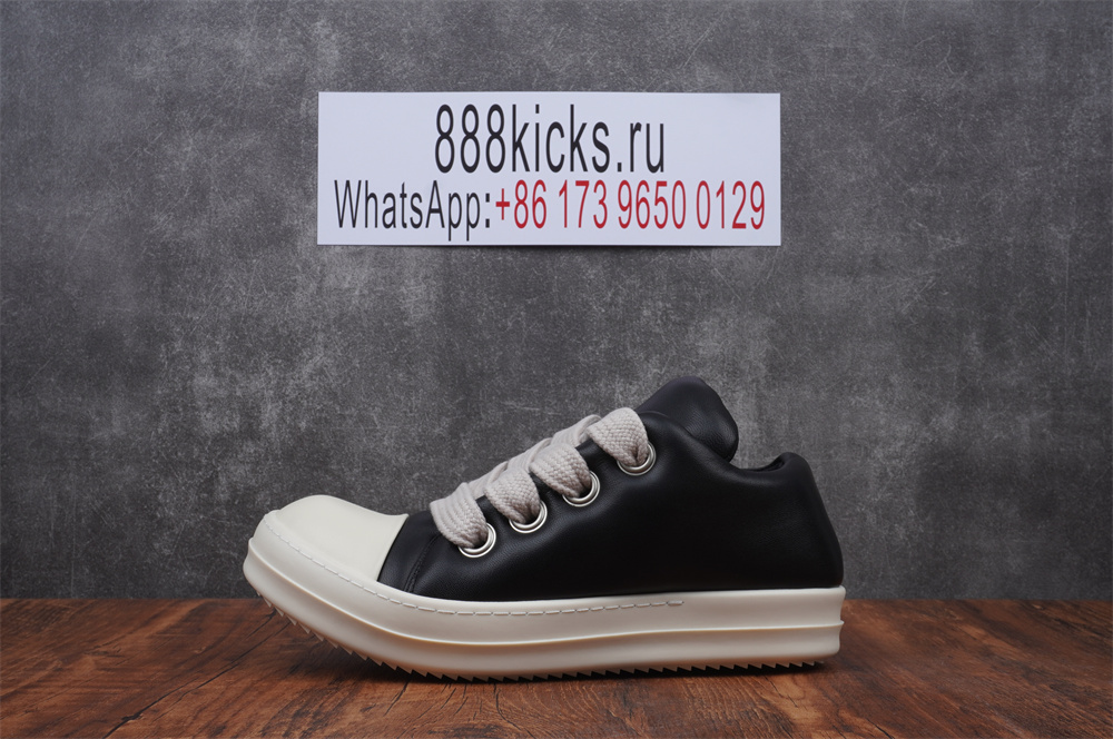 Rick Owens Jumbo Lace Padded Sneaks Low Black Milk