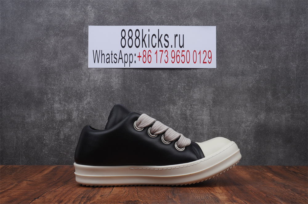 Rick Owens Jumbo Lace Padded Sneaks Low Black Milk