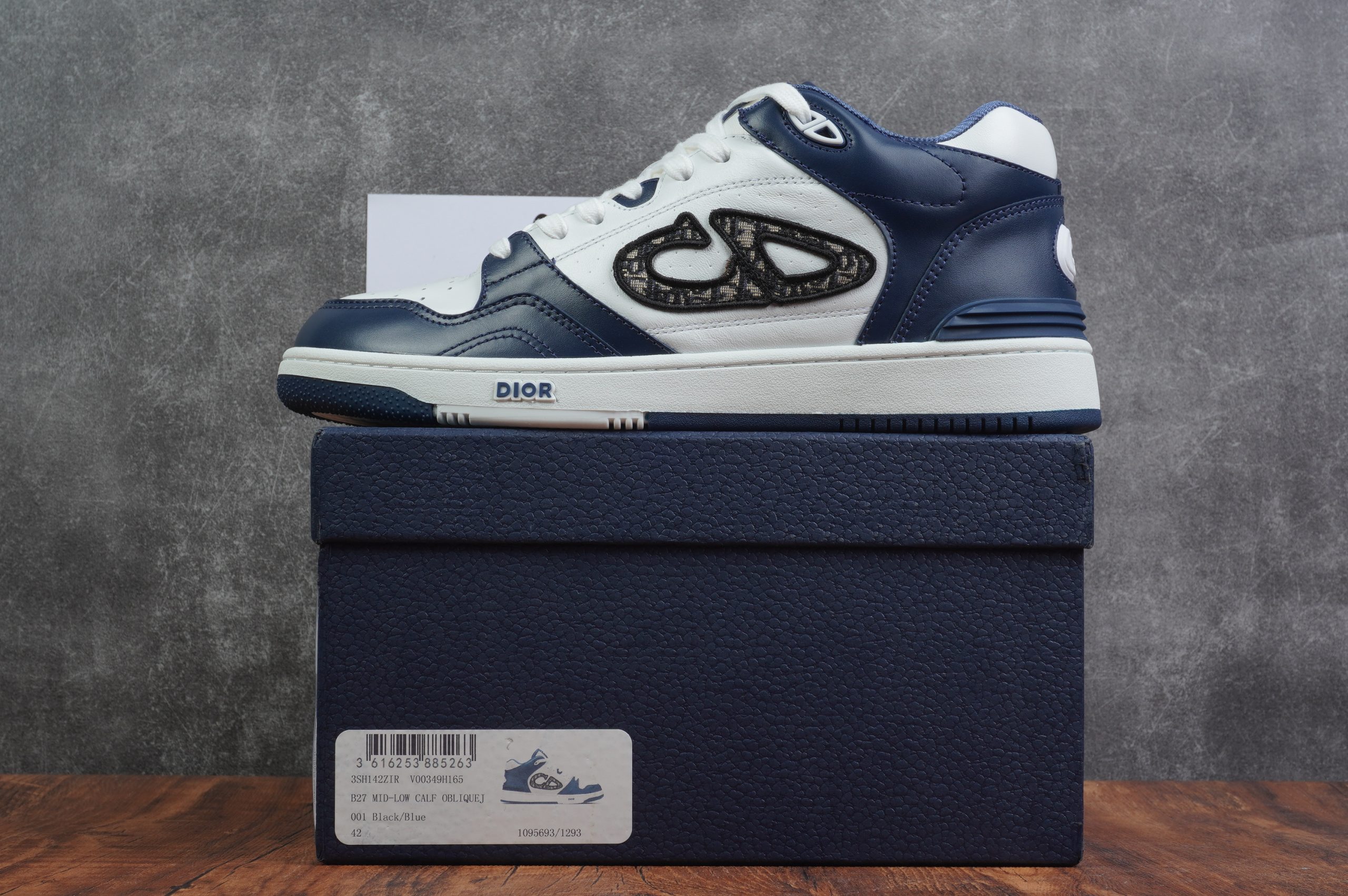 D*or b57 mid-top sneaker white and blue