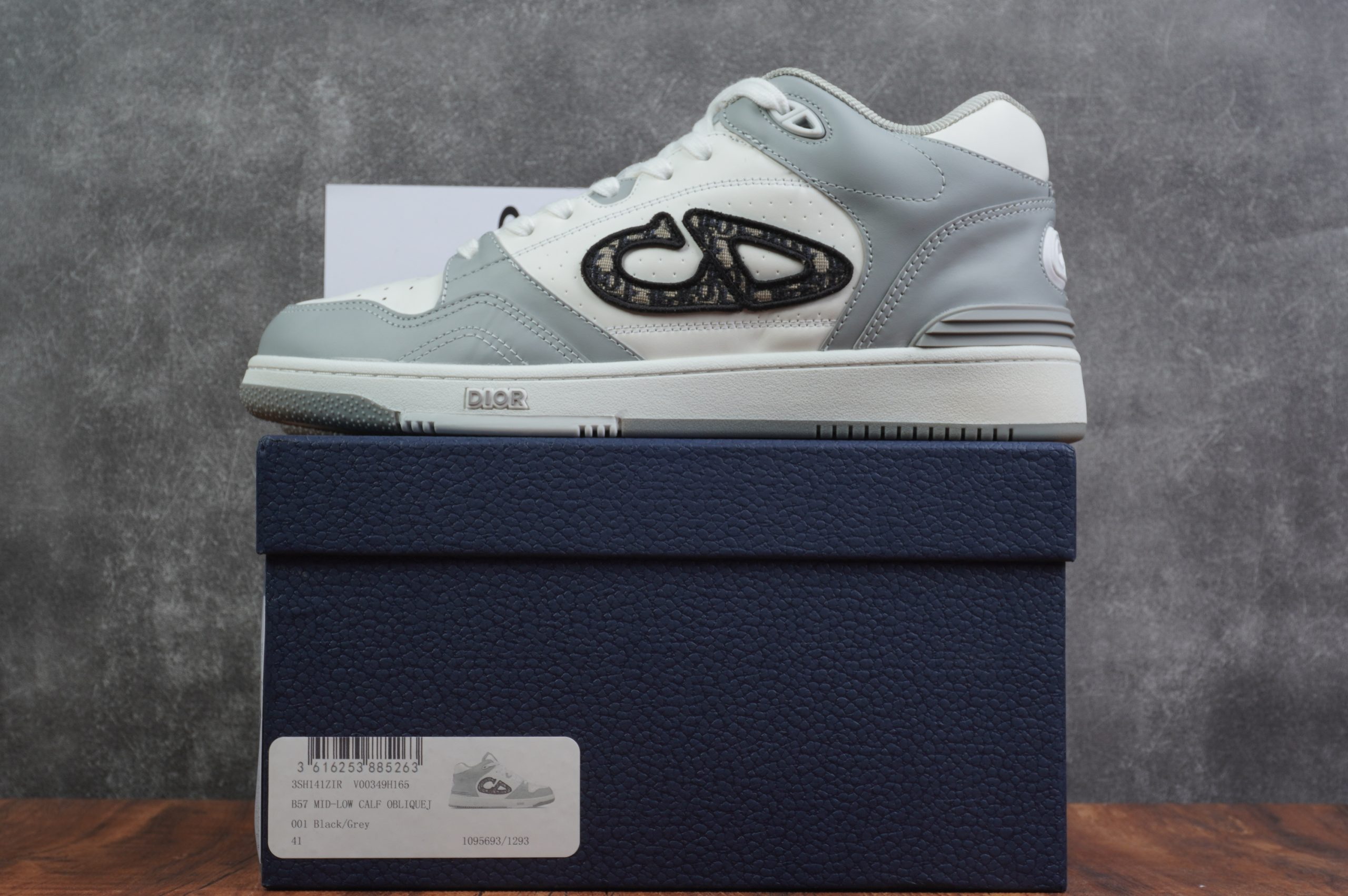 D*or b57 mid-top sneaker white and grey